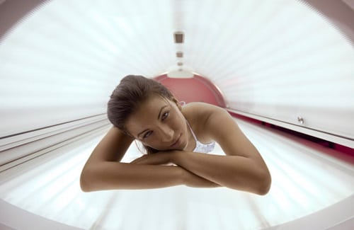 woman in tanning bed